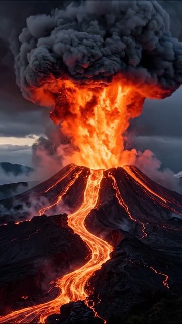 Извержение вулкана: зрелище силы природы #вулкан #природа #извержение