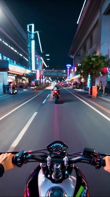 Ночной заезд на мотоцикле по городу мотоциклы ночнойгород адреналин