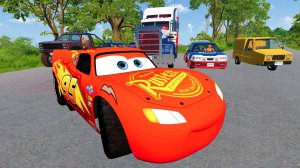 Машинки: Молния Маквин и Тачки Прыгают с Обрыва! 🏎️ Тест на Разрушение в BeamNG.drive