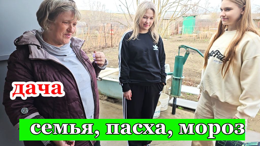 Дача.Все таки мороз на почве был. Семья.Отмечаем  праздник