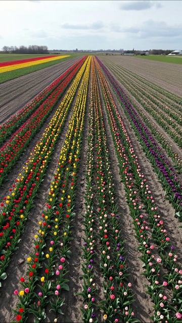 Цвета весны: Поля тюльпанов в полном великолепии тюльпаны весна природа