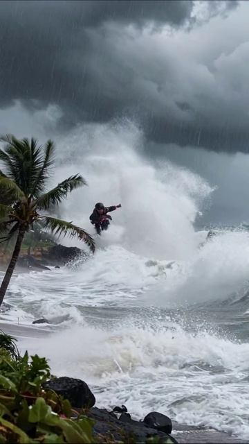 Сила природы: штормовые волны и дождь природа шторм море