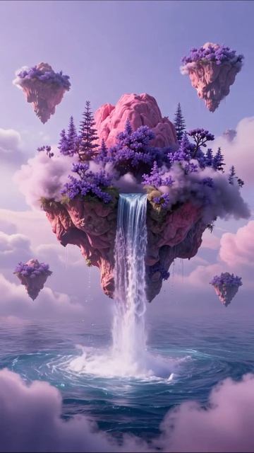 Волшебные острова с водопадом #природа #волшебство #пейзаж