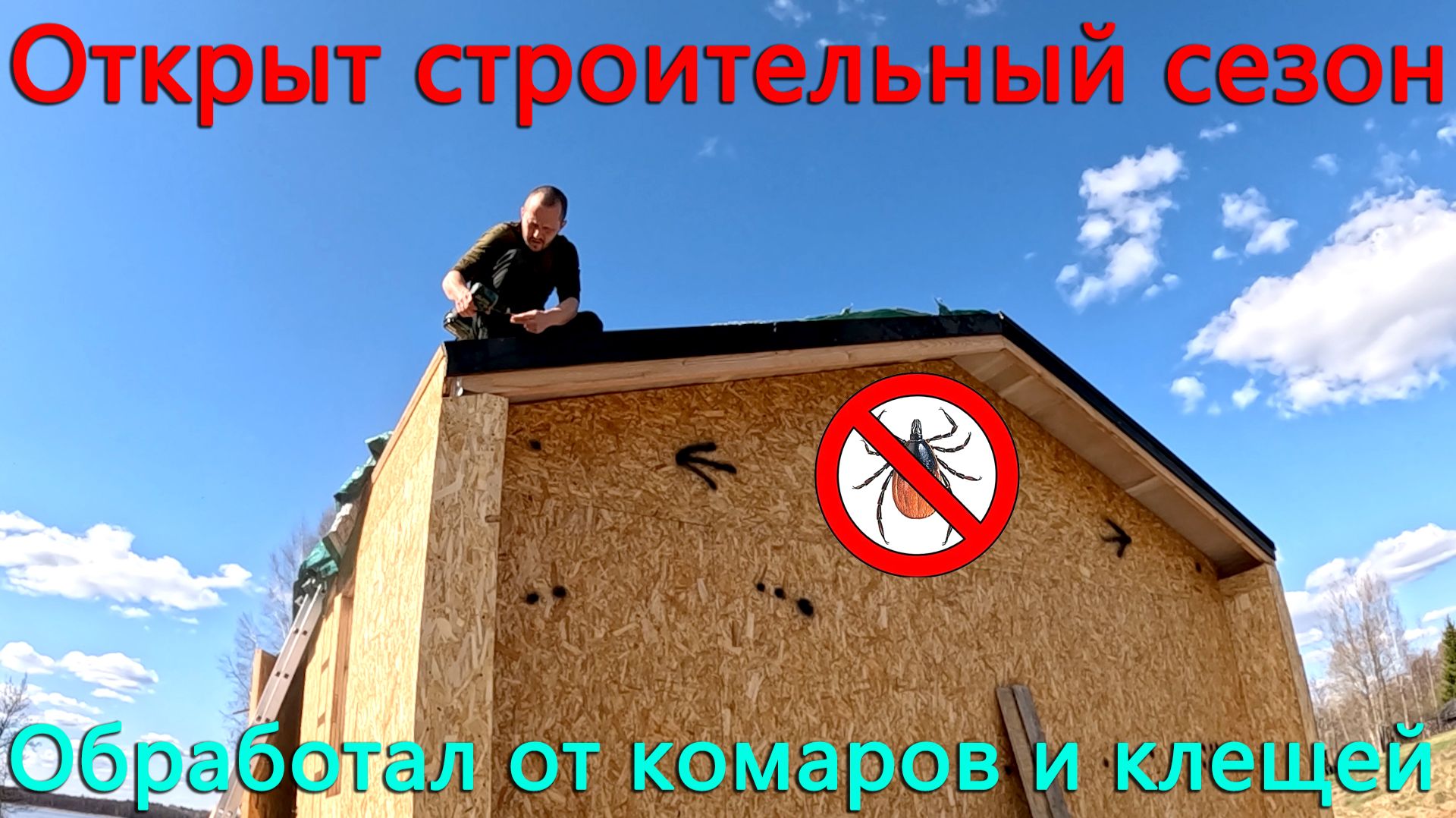 Пошла крышесносная тема. Обработал участок от клещей и комаров. Открыл строительный сезон.