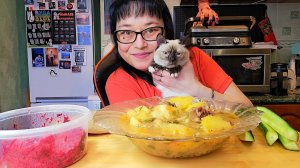 Мукбанг | Тушёная картошка с говядиной, Свёкла с чесноком | Обжор Асмр