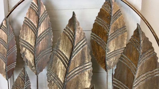 Декоративное панно МЕДНАЯ ЛИСТВА круглая рама металл 80 см 2022969