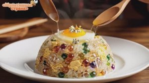 Рисовый ужин из стекла. Аппетитная ИИ - анимация.