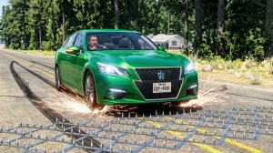 BeamNG Drive - Массивная авария с использованием шипованной ленты и столкновения автомобилей