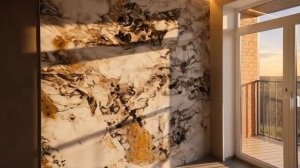 Стена у окна, которую мы отдали под панели с мрамором