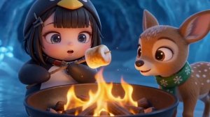 Уютный зимний кемпинг в светящейся ледяной пещере ☀️ Волшебство пингвинов и северных оленей