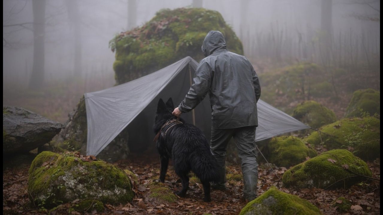 Как пережить сильный ливень под камнем / Без палатки и спального мешка