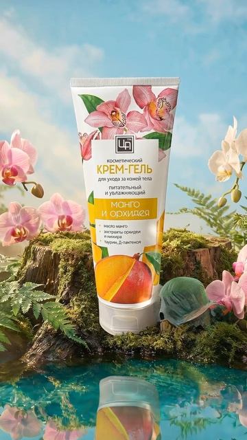 Крем-гель Манго и Орхидея восстанавливает клетки нормализует дыхание кожи и выводит токсины.