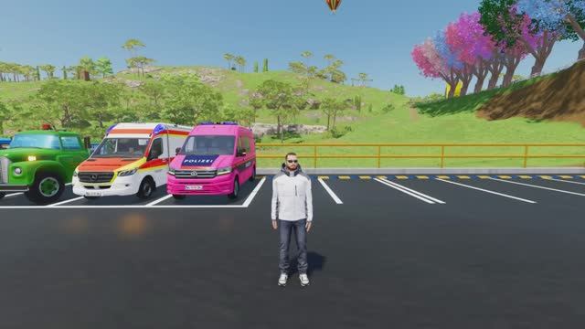 Полицейская пожарная машина скорая помощь машинки для детей грузовик перевозка людей - синий трактор