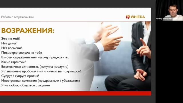 РАБОТА С ВОЗРАЖЕНИЯМИ WHIEDA