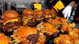 Настоящий американский чизбургер, приготовленный при температуре 200 градусов! Корейская уличная еда