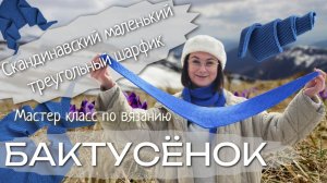Скандинавский маленький треугольный шарфик или бактусенок, мастер класс по вязанию.
