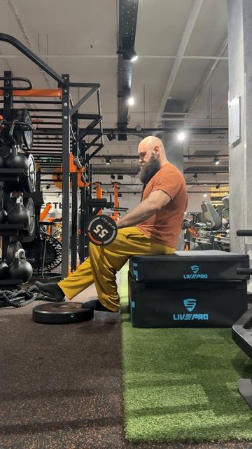 Подъёмы на носки сидя двумя ногами и по 1ой ноге со свободным весом