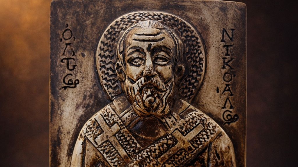 Винтажная рельефная икона Святого Николая Чудотворца, Бари. 16,5 × 12,5 см