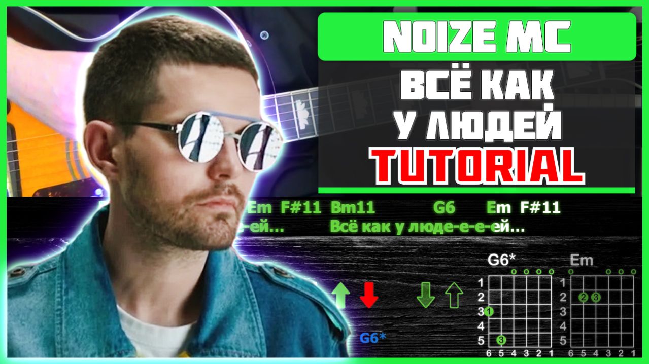 🎸 Noize MC – «Всё как у людей» на гитаре: БЫСТРЫЙ РАЗБОР с графикой! Играю от начала до конца 🎤🔥