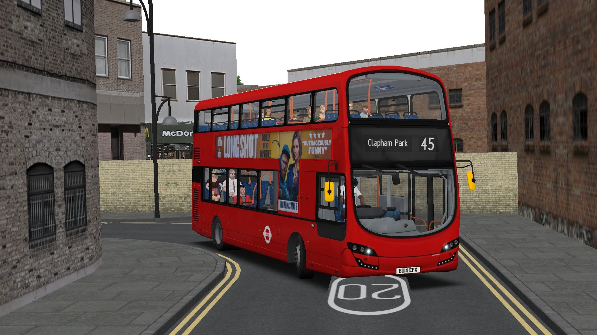 Поездка на Wright Streetdeck по маршруту №45 по карте London