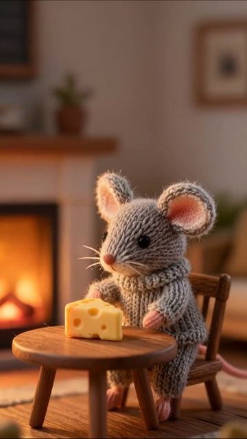 Уютный вечер с мышонком и сыром #мышь #уют #осень
