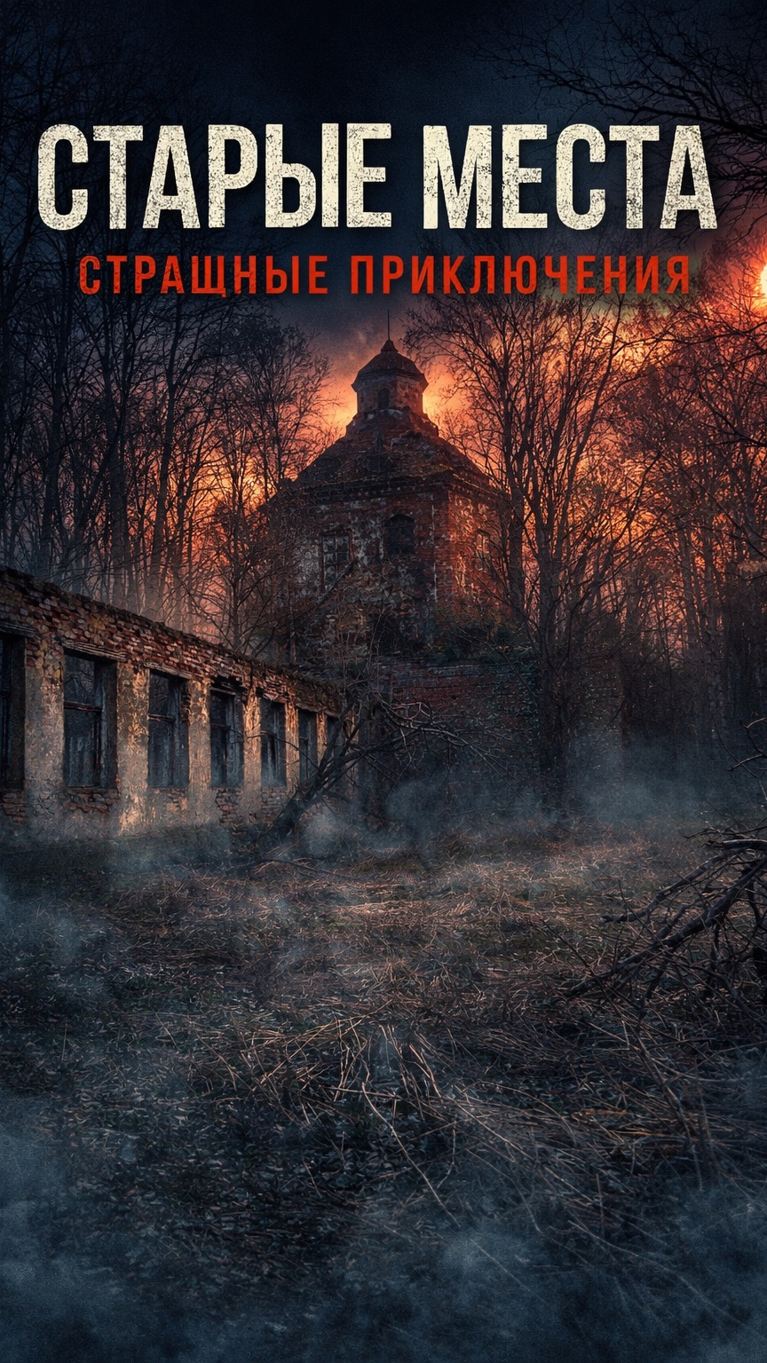 Старинный монастырь и церковь в лесу