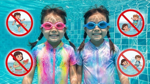 Дети учат правила безопасности и правила поведения в бассейне 