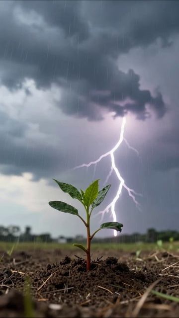 Сила природы: как росток выживает в бурю #природа #выживание #растение