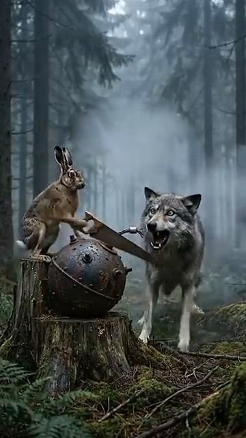 Заяц нашел в лесу подарок!