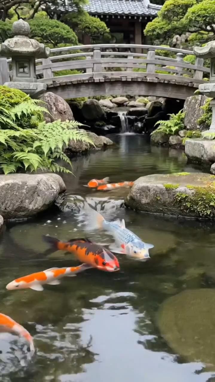  Нейровидео: карпы кои в живописной речке  когда рыбам тоже не чужда драма! 