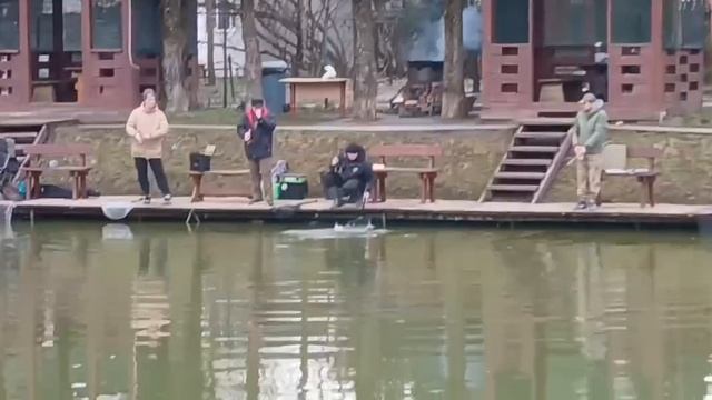 Зарыбление водоёма и поимки форели.