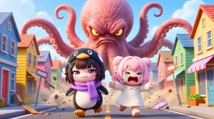 Пингвин Гугу Гага Пытается поджарить симпатичного Осьминога, а затем появляется морское чудовище