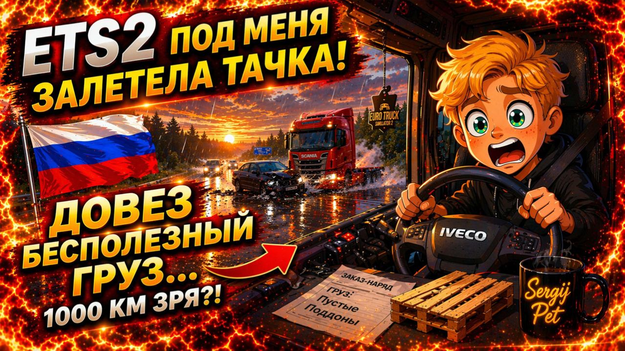 Легковушка залетела под фуру и всё пошло прахом! Авария в ETS2