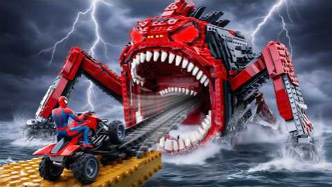 ЛЕГО-сражение Человека-паука против Пожирателя морей Эпическая битва с взрывными действиями!