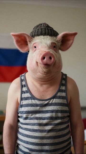 Улыбка свиньи в российской футболке смешно животные веселье