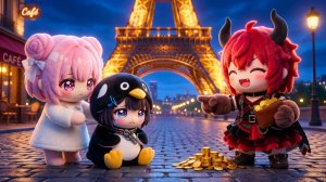 Пингвин Гугу Гага теряет свой кошелек на Эйфелевой башне и встречает Доброго Героя