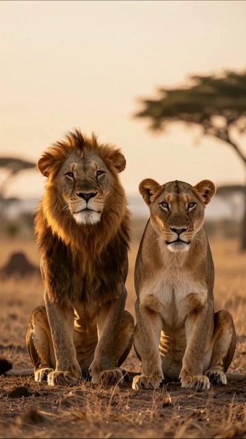 Царственные львы в дикой природе #лев #практическаяпервозданность #африка