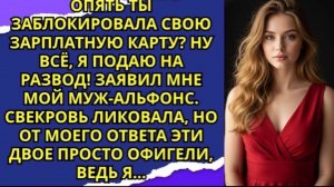 Опять ты заблокировала свою зарплатную карту  Ну всё, я подаю на развод!  заявил мне мой муж альфонс