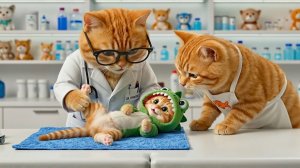 Кошачья история: Котёнок переиграл и попал к ветеринару — Тёплая ночь с мамой-кошкой