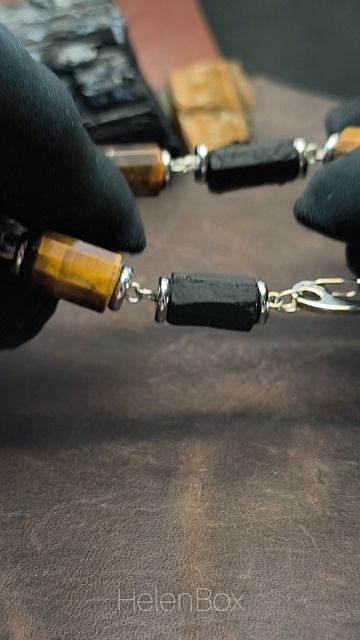 HelenBox  Браслет Заземление Тигровый Глаз и Шерл Черный Турмалин helenbox шерл турмалин