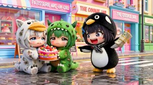 Пингвиненок Гугу Гага Весь день таскает коробки с тортом Своей мечты