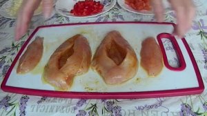 Кармашки куриные фаршированные овощами