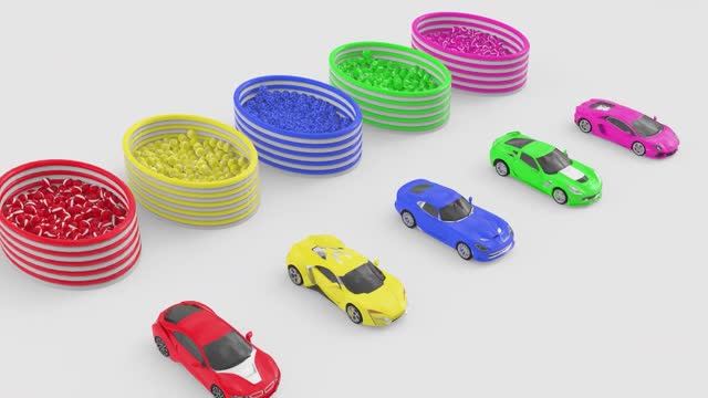 Изучаем цвета с помощью водных горок и машинок - Мультики для детей - Цвета для детей