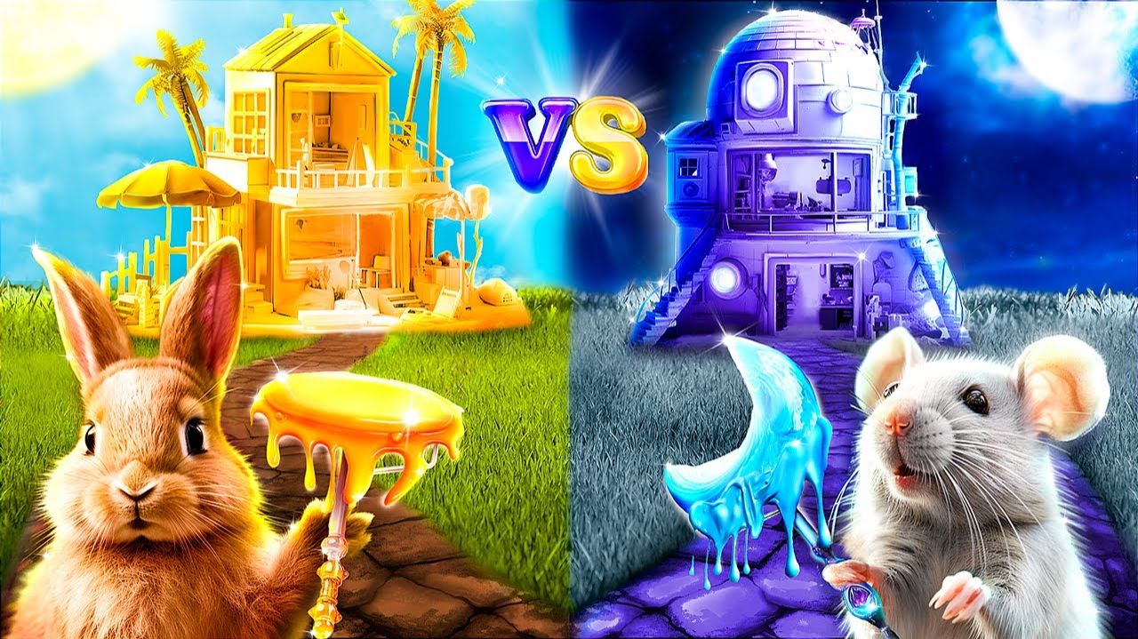 Домики одного цвета челлендж! Девушка День Vs Девушка Ночь