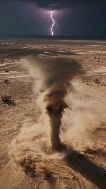 Стихия: Песчаная буря и молния в небе #природа #феномен #влияние