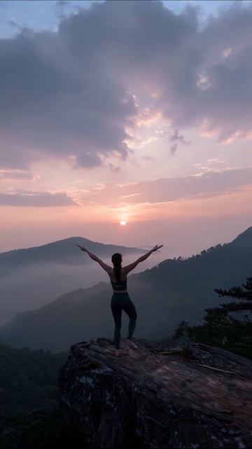 Йога на вершине горы: гармония с природой #йога #природа #горы