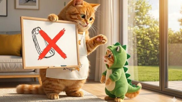 Котёнок обожает телефоны! Мама-кошка проучила её — Смешная история про кошек