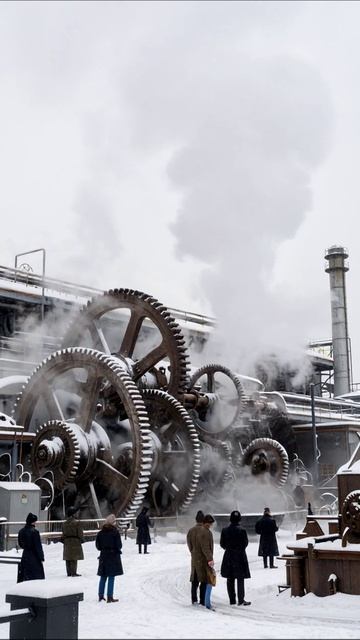 Завод в зимнем тумане: магия механизмов #промышленность #зима #технологии