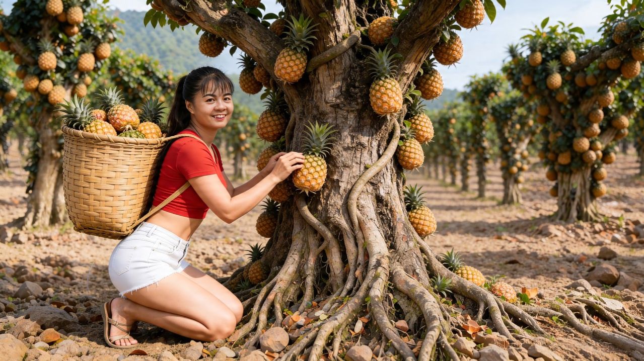 Фуонг. Сбор ананасов на плантации. Отвезла на грузовике  на рынок, чтобы продать.