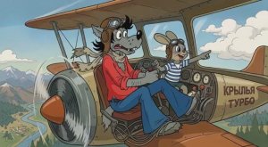 Ну погоди! Заец и Волк летят на самолёте